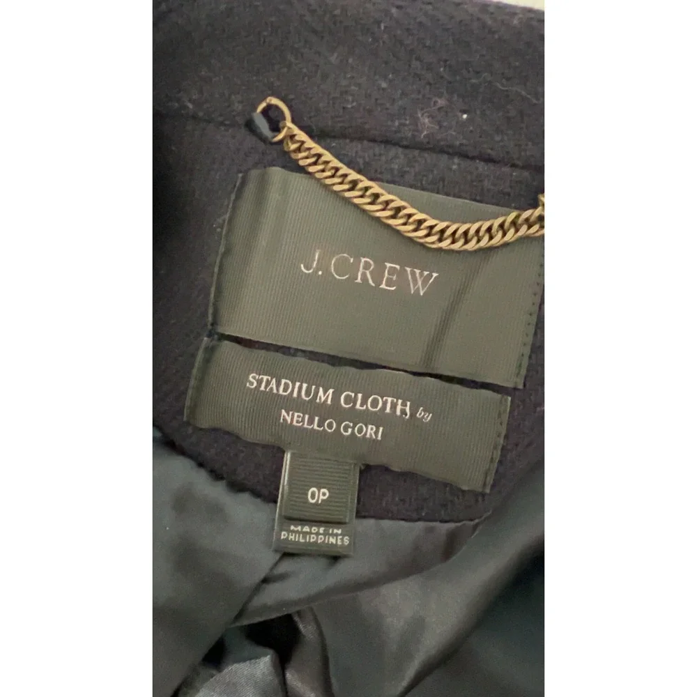 J. Crew Navy Wool PeaCoat Stadium‎ Cloth by Nello Gori SZ: 0P - Picture 4 of 12